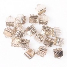 Metal Ribbon crimp end 6x7mm Silver
